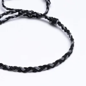 Gri - Siyah Saç Örgü Bileklik - Sharadamba