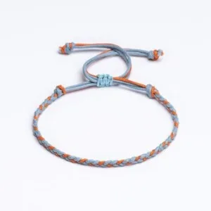 Sharadamba 2mm Açık Mavi / Turuncu Örgü Unisex Bileklik