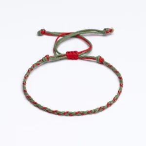 Sharadamba 2mm Kırmızı / Yeşil Örgü Unisex Bileklik