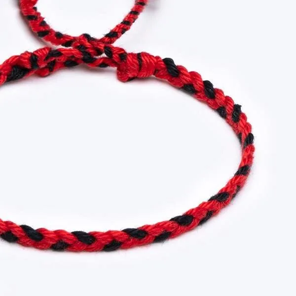 Sharadamba Kırmızı - Siyah Koton İpli Unisex Bileklik