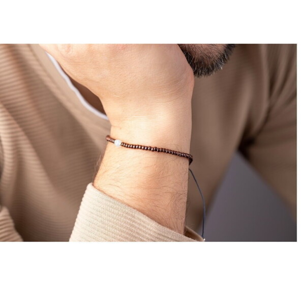 3mm Bronz Miyuki-Gümüş-Aquamarin Taşı Bileklik