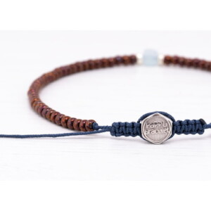 3mm Bronz Miyuki-Gümüş-Aquamarin Taşı Bileklik