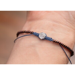 3mm Bronz Miyuki-Gümüş-Aquamarin Taşı Bileklik