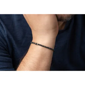3mm Kırçıllı Siyah Miyuki-Hematit Taşı-Gümüş Bileklik PB24796