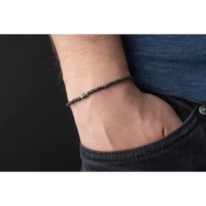 3mm Kırçıllı Siyah Miyuki-Hematit Taşı-Gümüş Bileklik PB24796