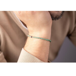 3mm Kırçıllı Turkuaz Miyuki-Gümüş-Garnet Taşı Bileklik