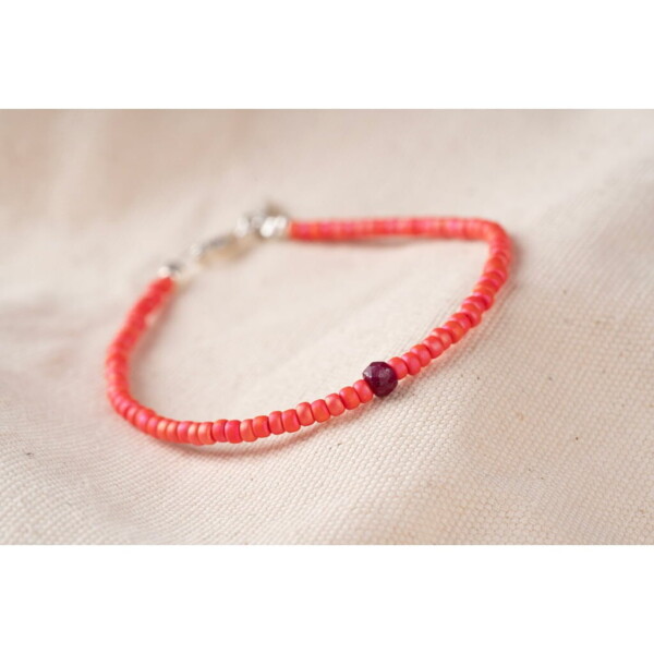 3mm Portakal Çiçeği Miyuki-4mm Kök Yakut Taşı Bileklik