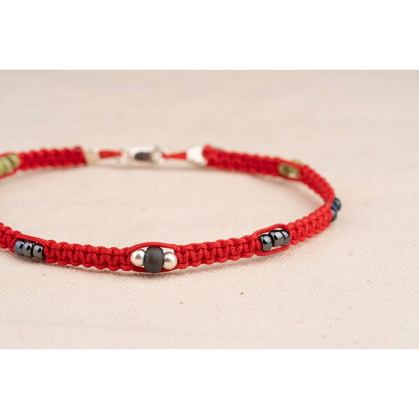 3mm Renkli Miyuki-925 Gümüş-Makrome Örgü Bileklik PB24547