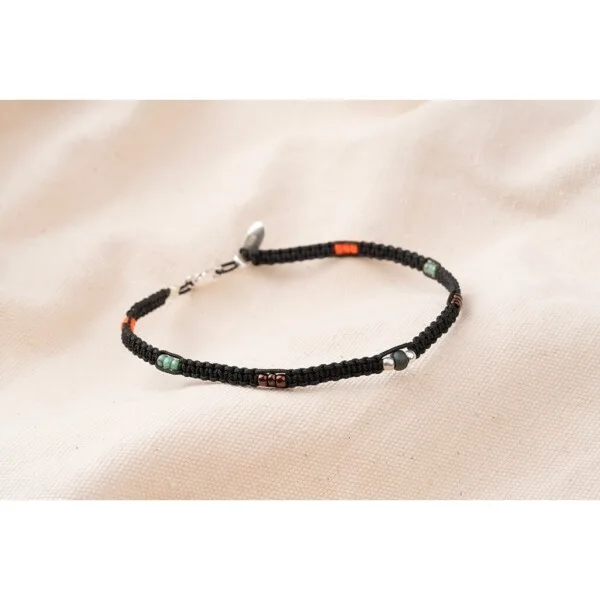 3mm Renkli Miyuki-925 Gümüş-Makrome Örgü Bileklik PB24550