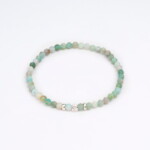 4mm Amazonit Taşı 925 Ayar Gümüş Bileklik