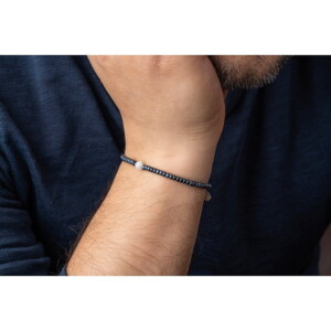 4mm Ay Taşı - Petrol Mavi Miyuki Boncuk - Gümüş Bileklik PB24199