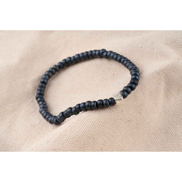 4mm Füme Miyuki Boncuk-925 Ayar Gümüş Bileklik