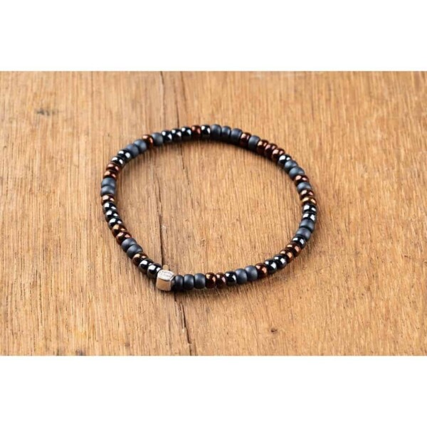 4mm Füme Miyuki Boncuklu 925 Ayar Gümüş Bileklik PB24431