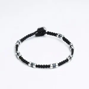 4mm Miyuki + Gümüş Makrame Örgü Siyah Bileklik