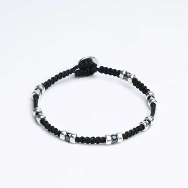 4mm Miyuki + Gümüş Makrame Örgü Siyah Bileklik 4mm Miyuki + Gümüş Makrame Örgü Siyah Bileklik