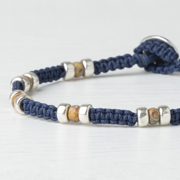 4mm Miyuki - Gümüş Makrome Örgü İndigo Mavi Bileklik