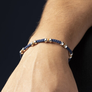 4mm Miyuki - Gümüş Makrome Örgü İndigo Mavi Bileklik