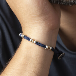 4mm Miyuki - Gümüş Makrome Örgü İndigo Mavi Bileklik