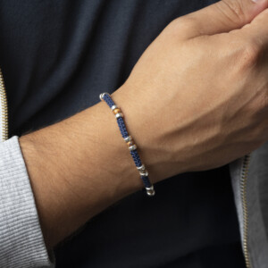 4mm Miyuki - Gümüş Makrome Örgü İndigo Mavi Bileklik