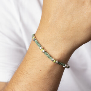 4mm Miyuki - Gümüş Makrome Örgü Su Yeşili Bileklik