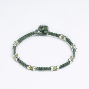 4mm Miyuki - Gümüş Makrome Örgü Su Yeşili Bileklik