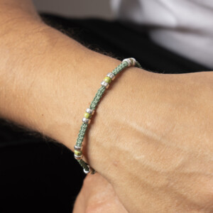 4mm Miyuki - Gümüş Makrome Örgü Su Yeşili Bileklik