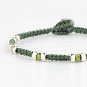 4mm Miyuki - Gümüş Makrome Örgü Su Yeşili Bileklik