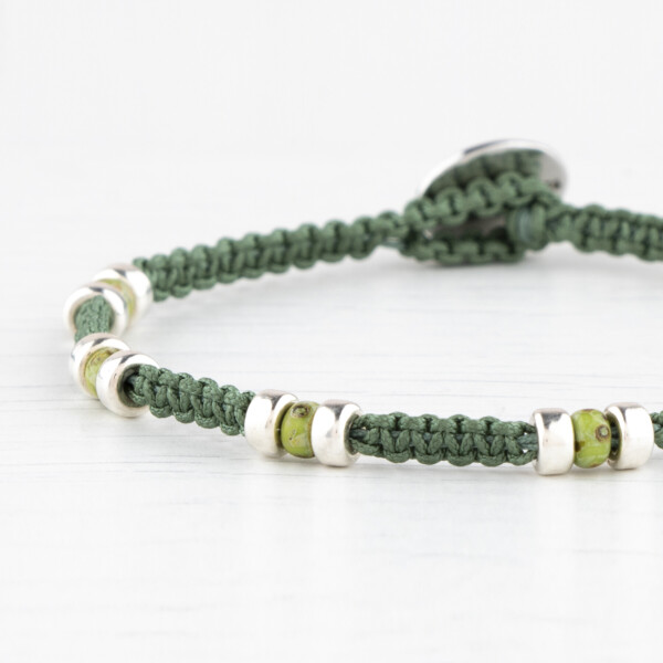 4mm Miyuki - Gümüş Makrome Örgü Su Yeşili Bileklik