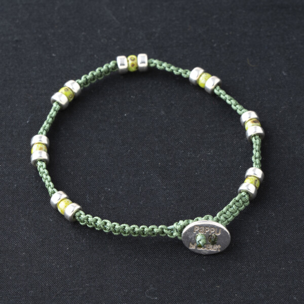 4mm Miyuki - Gümüş Makrome Örgü Su Yeşili Bileklik