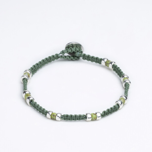 4mm Miyuki - Gümüş Makrome Örgü Su Yeşili Bileklik