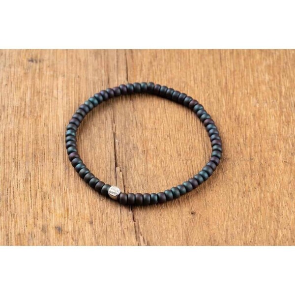 Yeşil Miyuki - 925 Gümüş - Tamtur Bileklik - Petrol