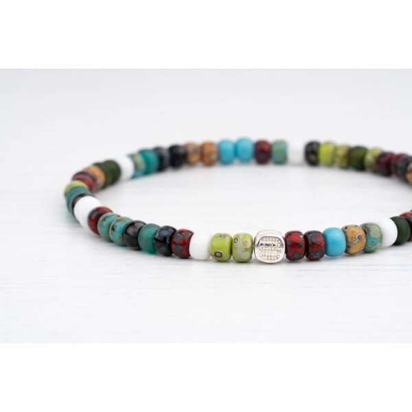 4mm Renkli Miyuki Boncuk-925 Gümüş-Tam Tur Bileklik