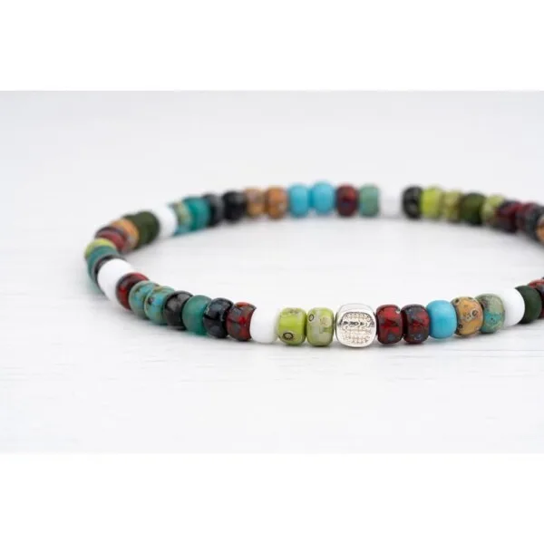 4mm Renkli Miyuki Boncuk-925 Gümüş-Tam Tur Bileklik