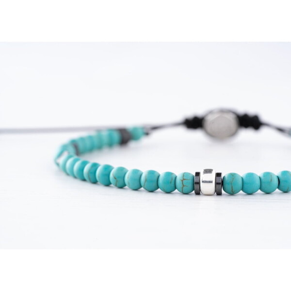 4mm Turkuaz-Hematit Taşı-925 Gümüş-Paraşüt Bileklik