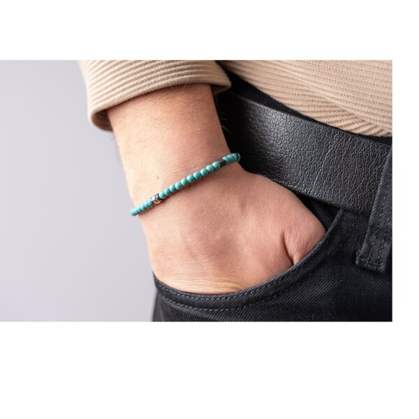 4mm Turkuaz-Hematit Taşı-925 Gümüş-Paraşüt Bileklik