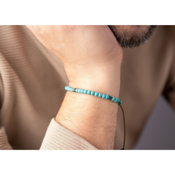 4mm Turkuaz-Hematit Taşı-925 Gümüş-Paraşüt Bileklik