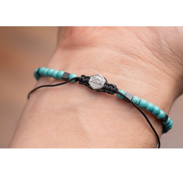 4mm Turkuaz-Hematit Taşı-925 Gümüş-Paraşüt Bileklik