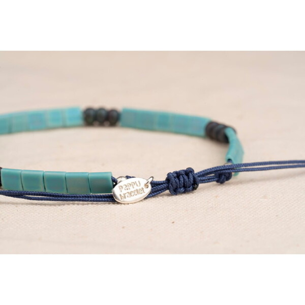 4mm Turkuaz Tila Miyuki-925 Gümüş-Paraşüt Bileklik PB24566