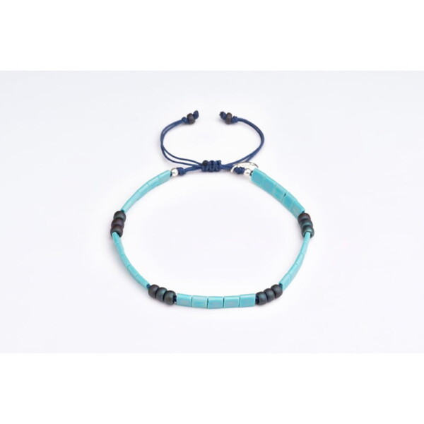 4mm Turkuaz Tila Miyuki-925 Gümüş-Paraşüt Bileklik PB24566