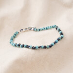 4mm Turkuaz ve Hematit Taşı - 925 Gümüş Bileklik