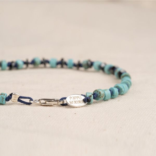 4mm Turkuaz ve Hematit Taşı - 925 Gümüş Bileklik