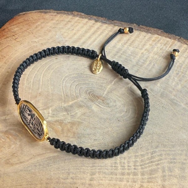 925 Gümüş Altın Kaplama Mısır Hiyeroglif Bileklik