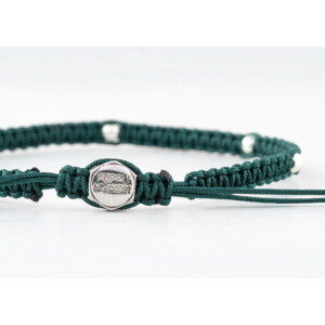 925 Gümüş Makrome Örgü Yeşil Renk Paraşüt İpli Bileklik