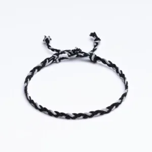 Açık Gri - Siyah Saç Örgü Bileklik - Sharadamba