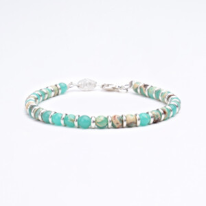 Agalmatolite Taşı - 925 Ayar Gümüş Bileklik - Beyazdalga