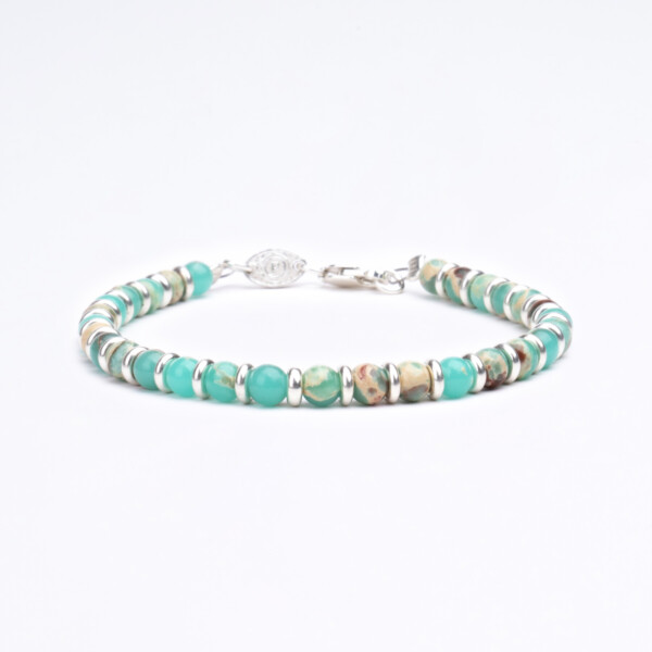 Agalmatolite Taşı - 925 Ayar Gümüş Bileklik - Beyazdalga Agalmatolite Taşı - 925 Ayar Gümüş Bileklik - Beyazdalga