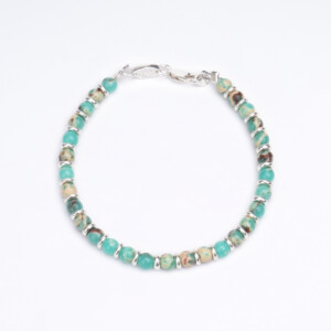 Agalmatolite Taşı - 925 Ayar Gümüş Bileklik - Beyazdalga