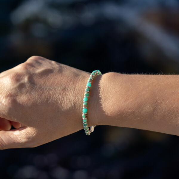 Agalmatolite Taşı - 925 Ayar Gümüş Bileklik - Beyazdalga