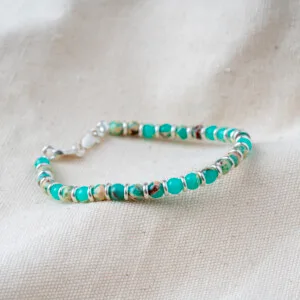 Agalmatolite Taşı - 925 Ayar Gümüş Bileklik - Beyazdalga