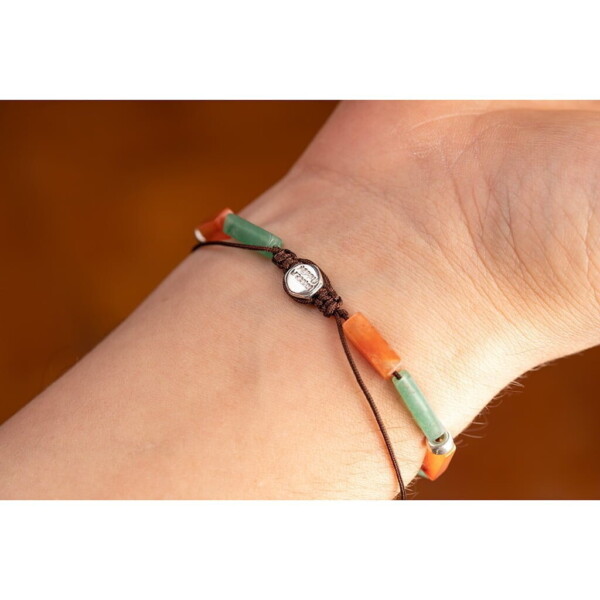 Yeşil - Kırmızı Akik Taşı - 925 Ayar Gümüş Bileklik - Çimen